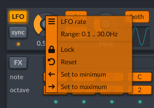 LFO Context menu