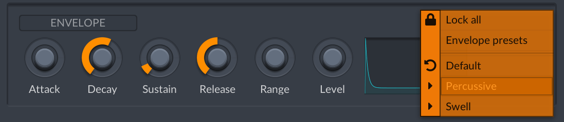 Envelope presets context menu