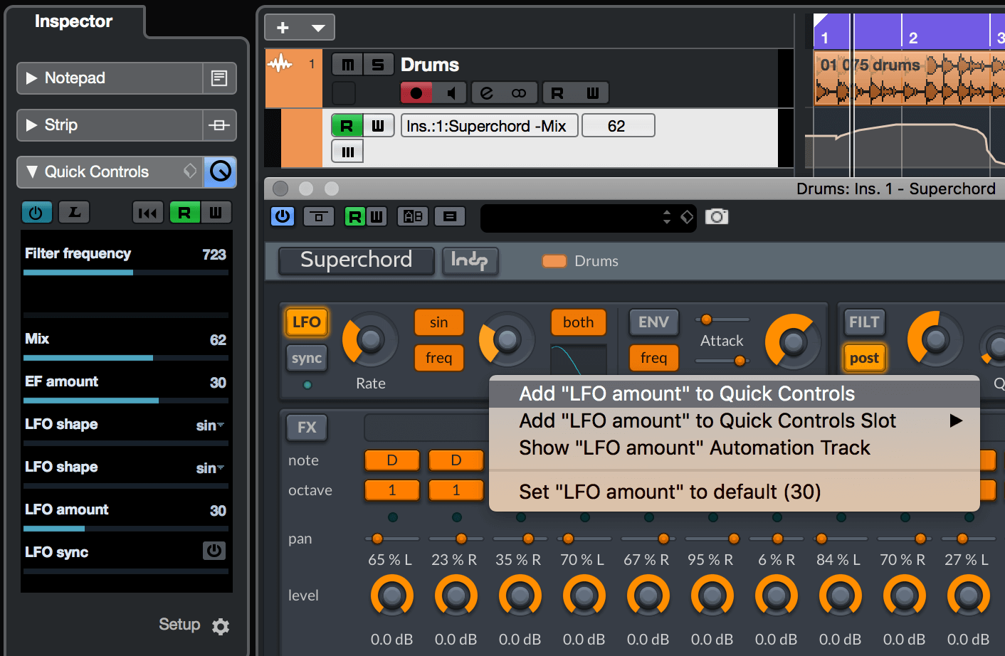 Cubase host context menu for VST3 plug-in