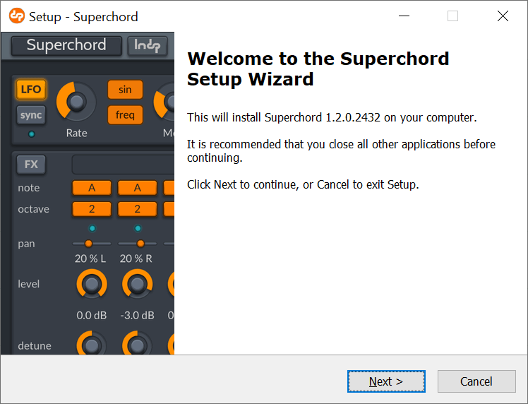 Welcome screen